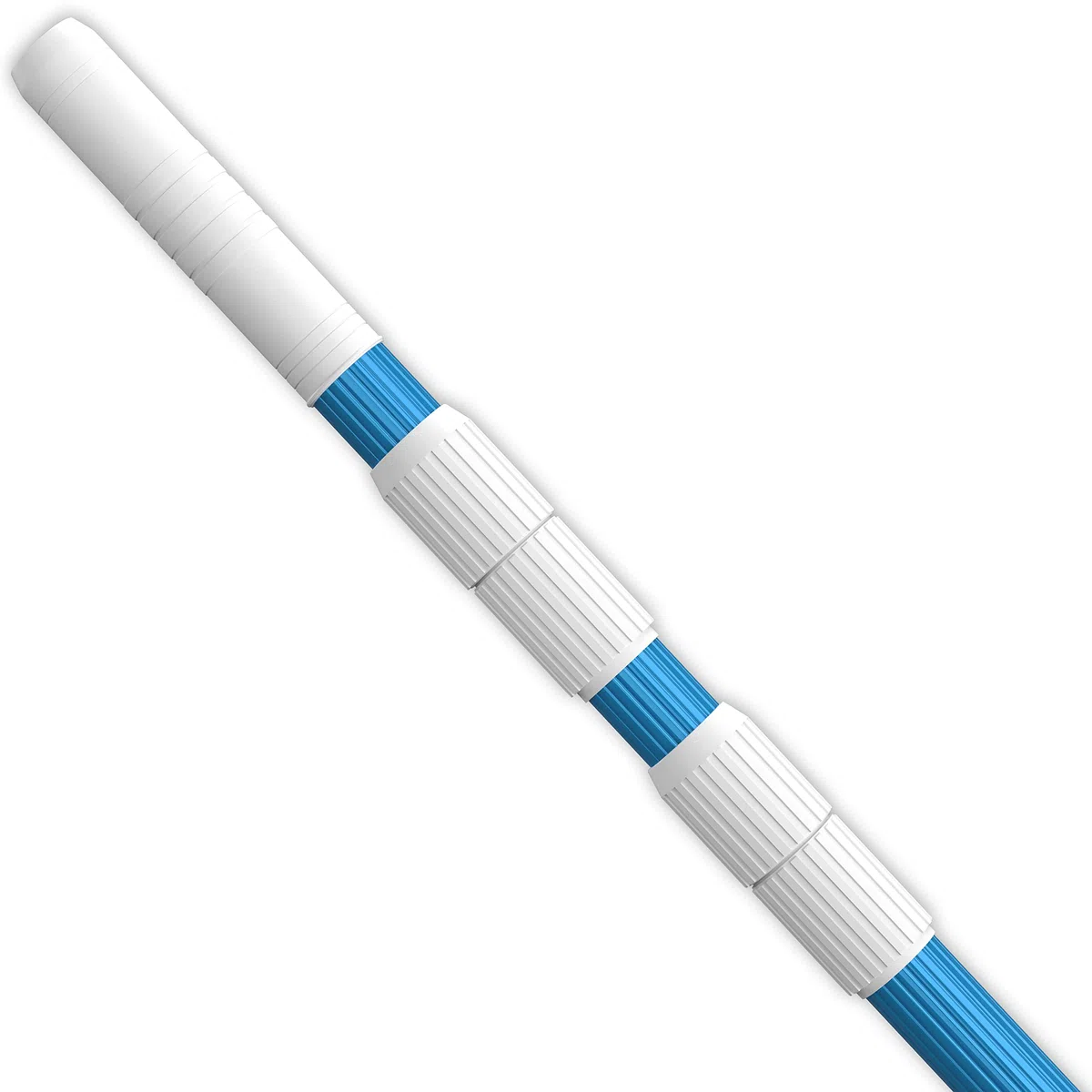 Perche de Piscine 270 cm en Aluminium pour Filets Skimmer Tige Télescopique Têtes d’Aspiration pour Tuyaux Râteaux Brosses | Longueur Réglable | 1,3 mm Perche Épaisse | Finition Bleue
