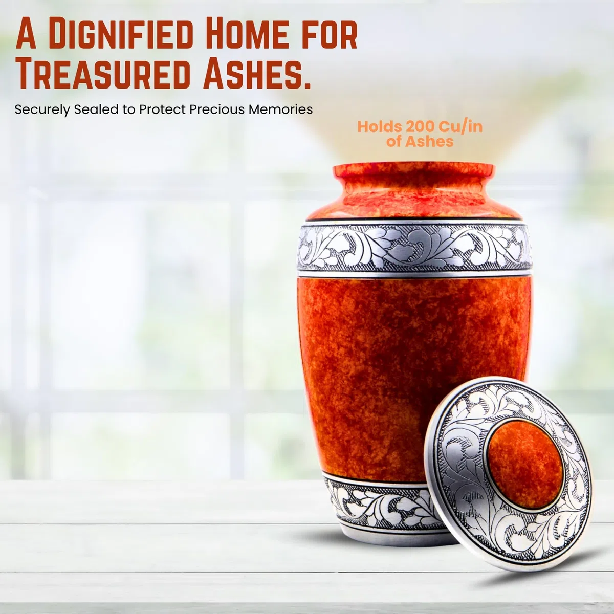 Hind Bricoler Coucher de soleil Orange Urne funéraire pour adulte humains des cendres – Adulte funéraires Urne fabriqué à la main – Grande enterrement Urne funéraire pour cendres humain (19,1 x