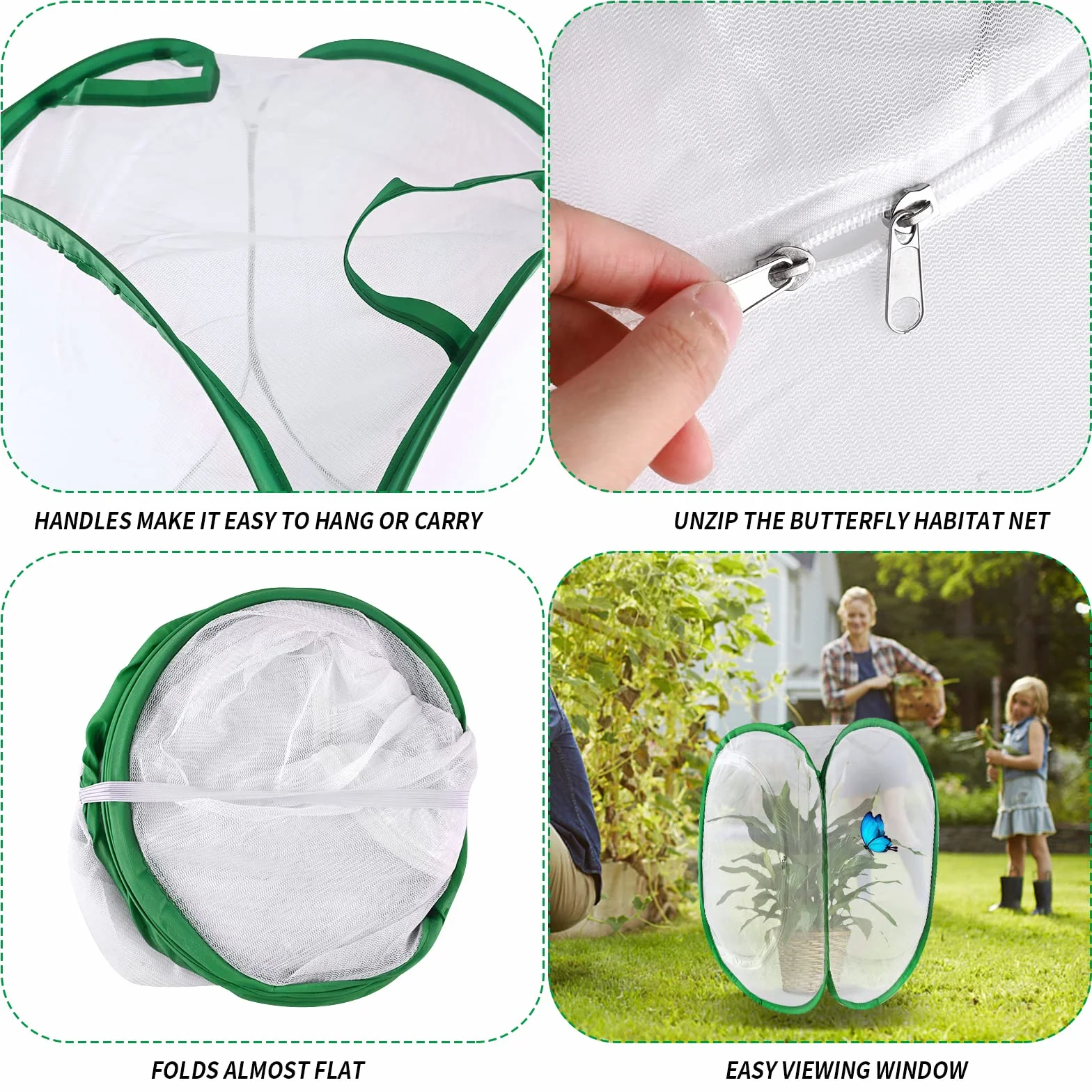 Papillon Habitat Cage Pliable Pop-up Insecte Monarque Jardin Kit 40x40x60cm