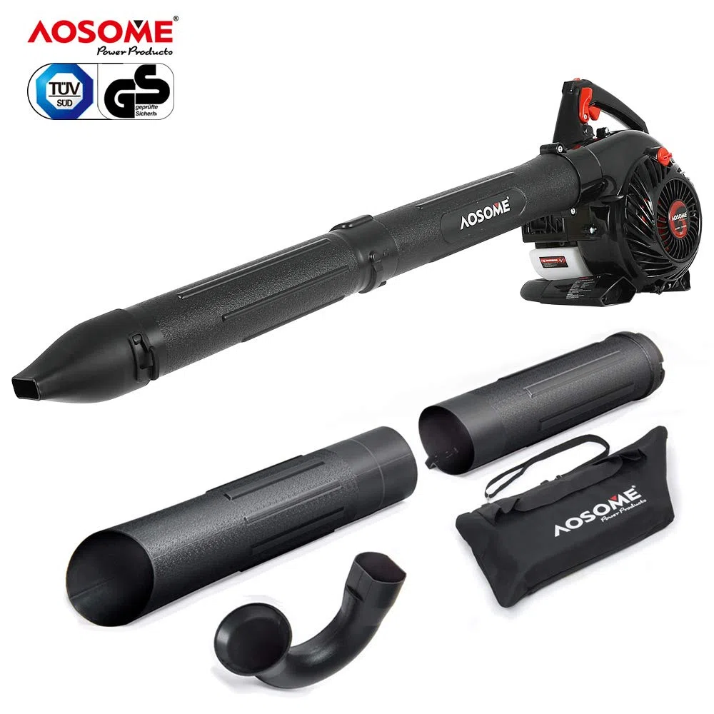 AOSOME ASBV3405 Souffleur Aspirateur Broyeur Thermique de Feuilles 3 en 1 Moteur Essence 2 Temps 25,4CC Sac 60L