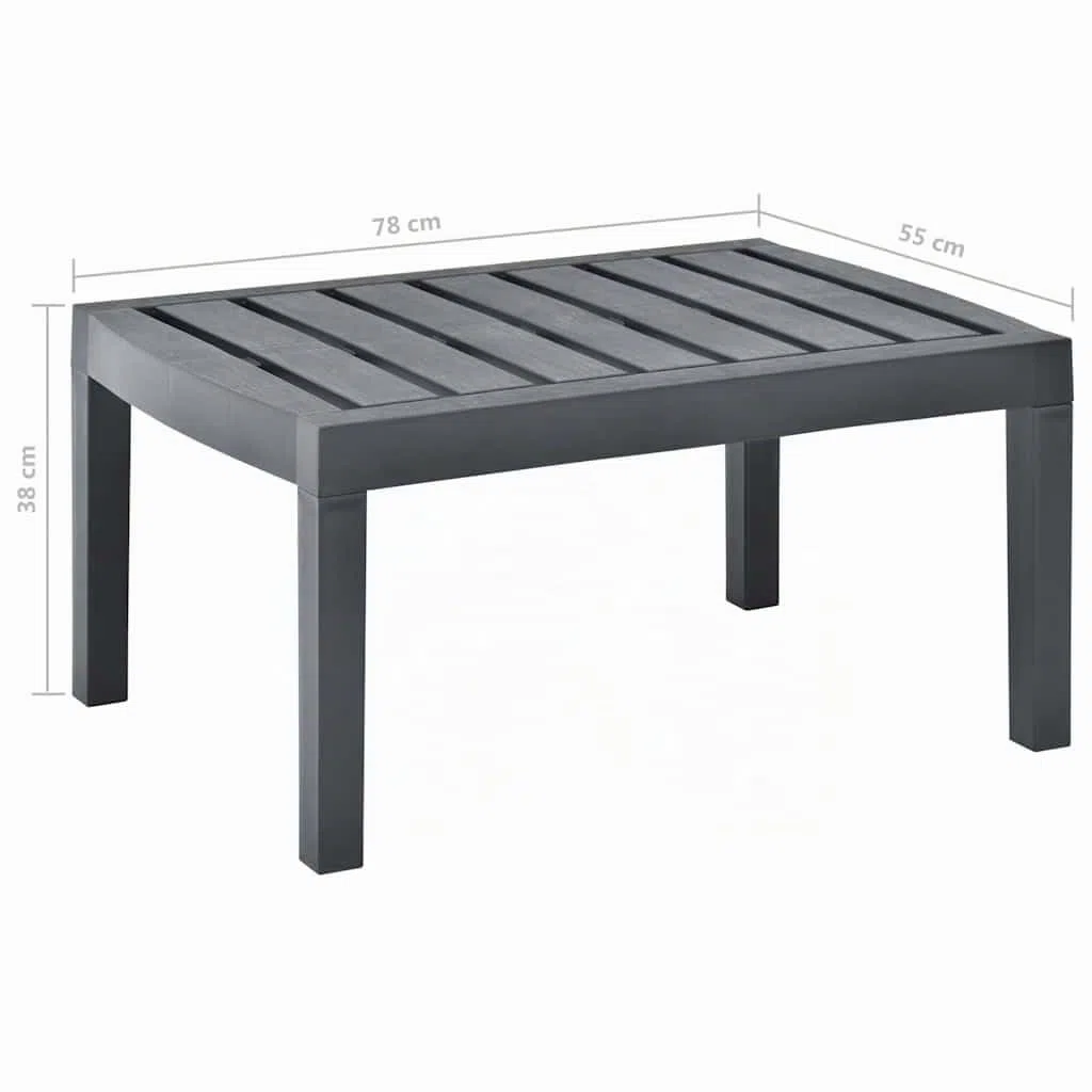 vidaXL Table de Jardin Table Basse de Terrasse Table d'Appoint de Patio Table d'Extérieur Camping Anthracite 78x55x38 cm Plastique