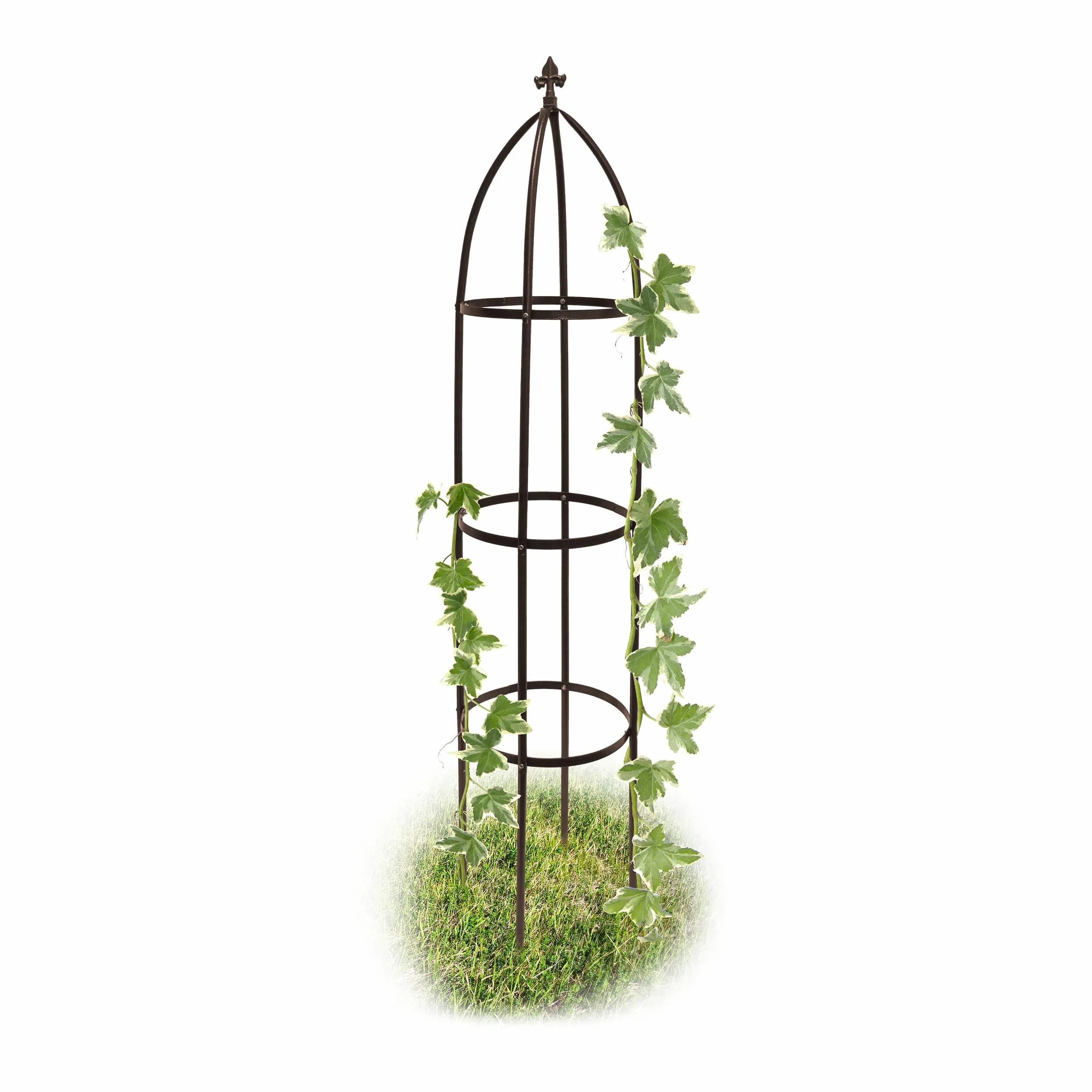 relaxdays Arceau Arche rosiers pergola Obélisque de Jardin Support tuteur métal Colonne pour Plantes grimpantes 190 cm, Marron