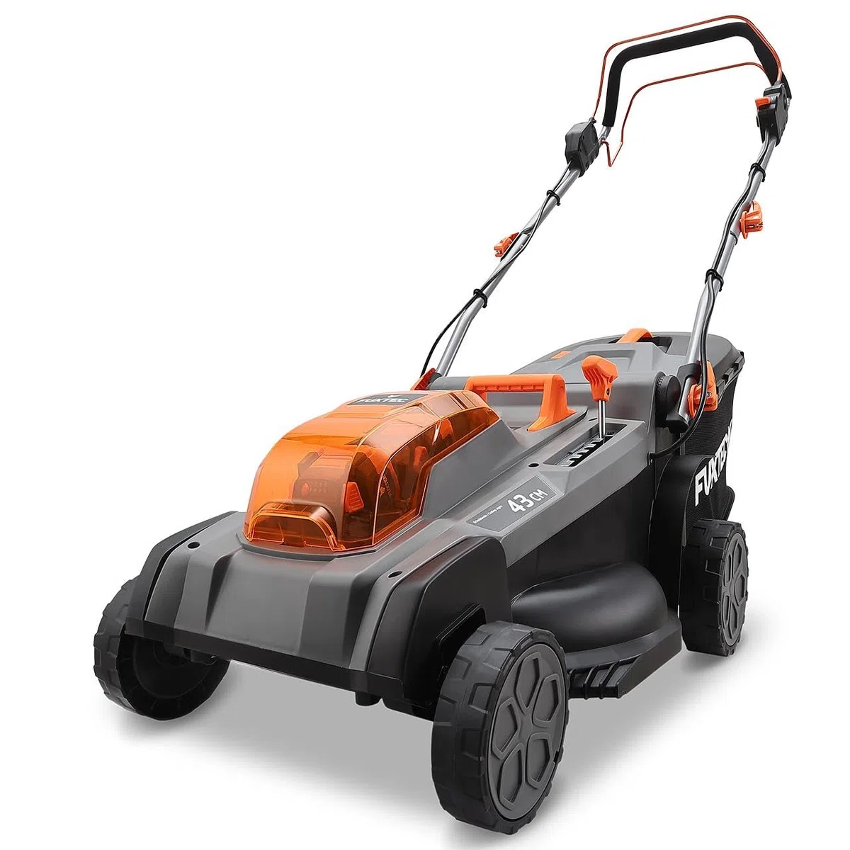 FUXTEC Tondeuse à Gazon Batterie 40V FX-E2RM43PROSET avec Traction | Largeur de Coupe 46 cm | 2 Batteries 5Ah + Chargeur Rapide | Fonction Mulching | Bac de ramassage 50L