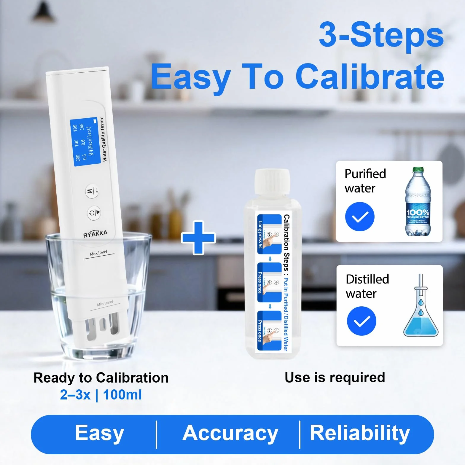 Testeur d’Eau Intelligent 6-en-1 avec App, Analyse TDS/EC/TOC/COD/UV275/Temp, Score 4 Couleurs, Calibration Intelligente, Testeur de Qualité de l'eau Portable pour Filtre, Maison, Camping