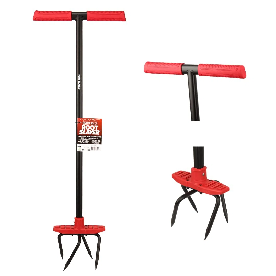 VENTEO - Arrache Racine RootSlayer | Griffe de Jardin Rotative | Tête en Acier Trempé | Aère, Ameublit et Travaille la Terre | Outil de Jardinage pour Potager, Massifs, Plantation et Entretien du Sol
