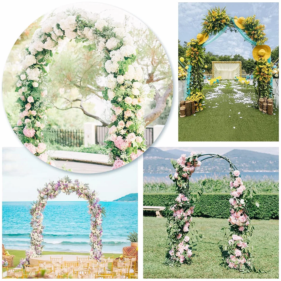 Arche Jardin pour Rosiers Plantes Grimpantes, 188x230cm Metal Arceau à Rosiers, Arche de Rosiers Vigne Mariage, Pergola Tonnelle de Jardin, Intérieur Extérieur Décoration de Fête de Mariage (Noir)