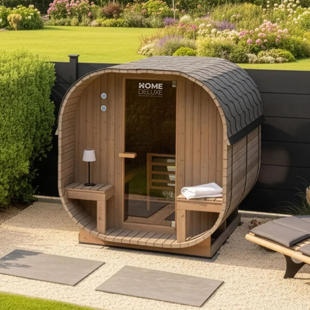 Sauna d'extérieur CUBE DELUXE L 220x185x194 cm épicéa poêle inclus sauna de jardin