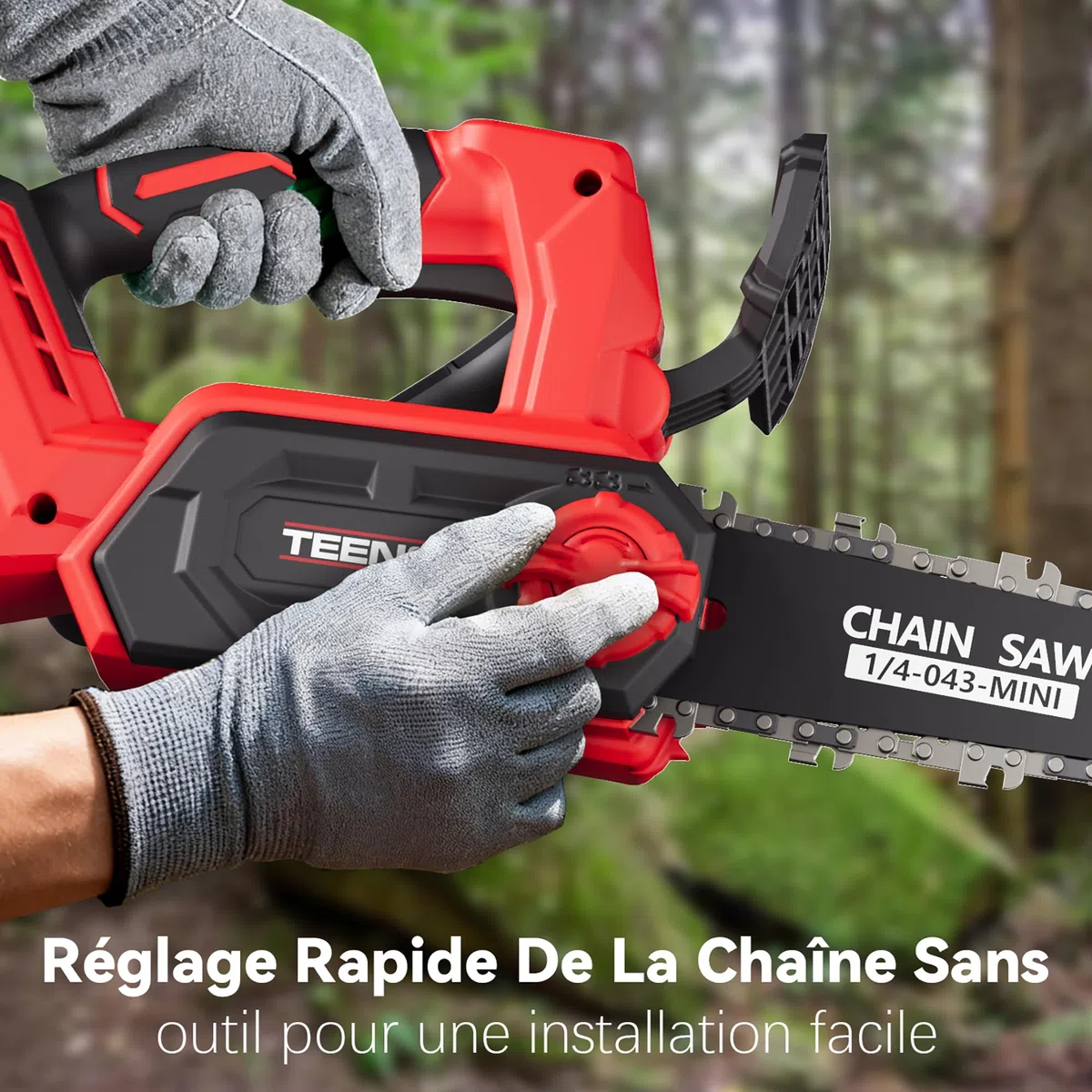 Tronçonneuse à Batterie 12 Pouces, Tronçonneuse Électrique sans Fil avec Moteur Brushless 1200W, 2 Batteries 4.0Ah & Chargeur, Graissage Automatique, Tension de Chaîne sans Outil, Élagage & Coupe