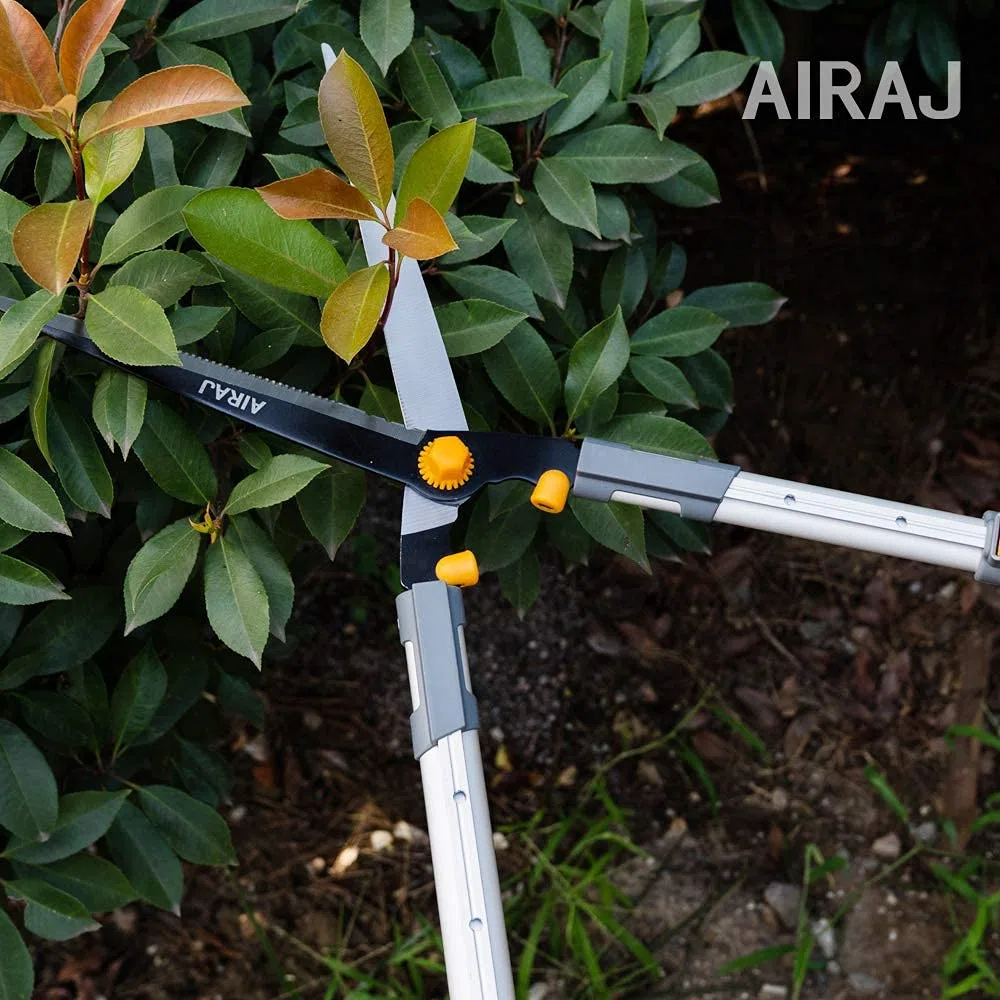 AIRAJ Cisailles à Haies Professionnel Télescopique Manuel 75-88CM,Lame en Acier SK-5,Poignée Ergonomique,Longueur Evolutive Extensible en 3 Parties, arbuste Faciles à Tailler