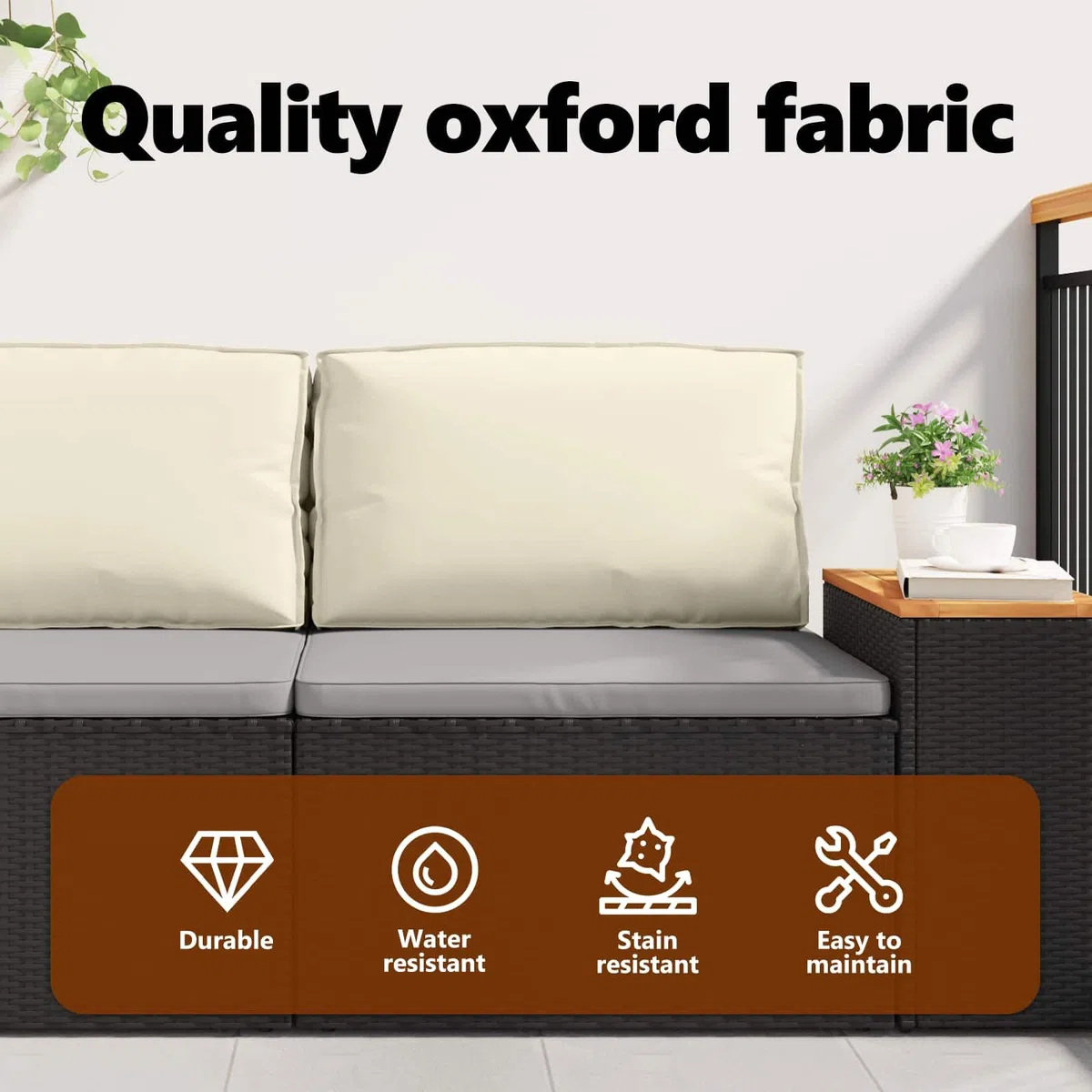 Coussin de palette pour dossier Crème 80x40x12 cm Tissu Oxford