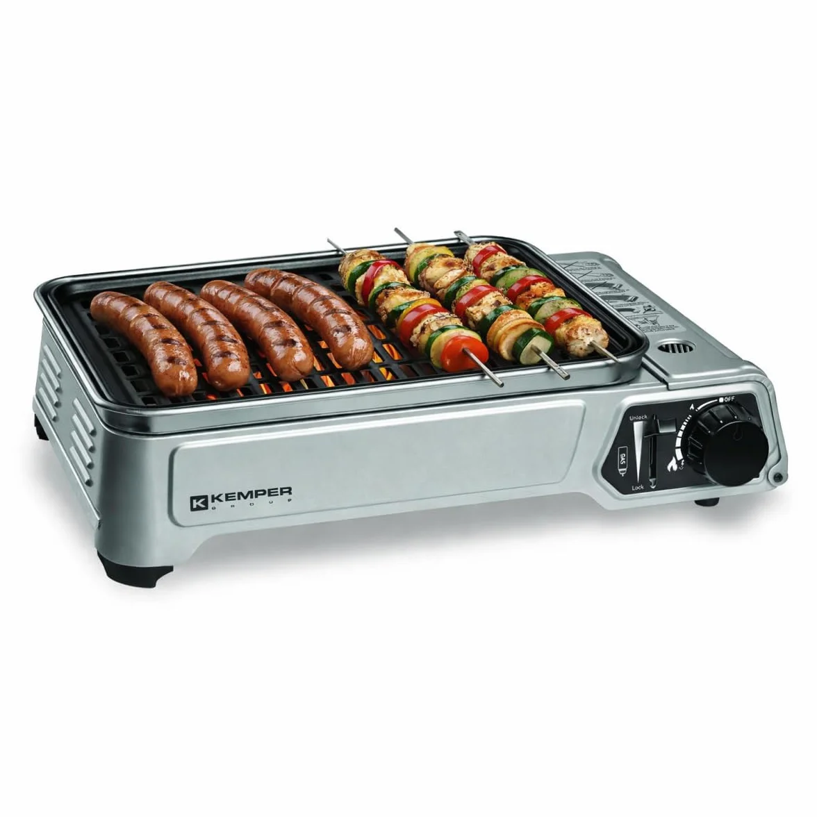 Kemper Barbecue gaz Portable 1900W, Plancha gaz Anti‑adhésive, Idéal Camping, terrasse, Balcon