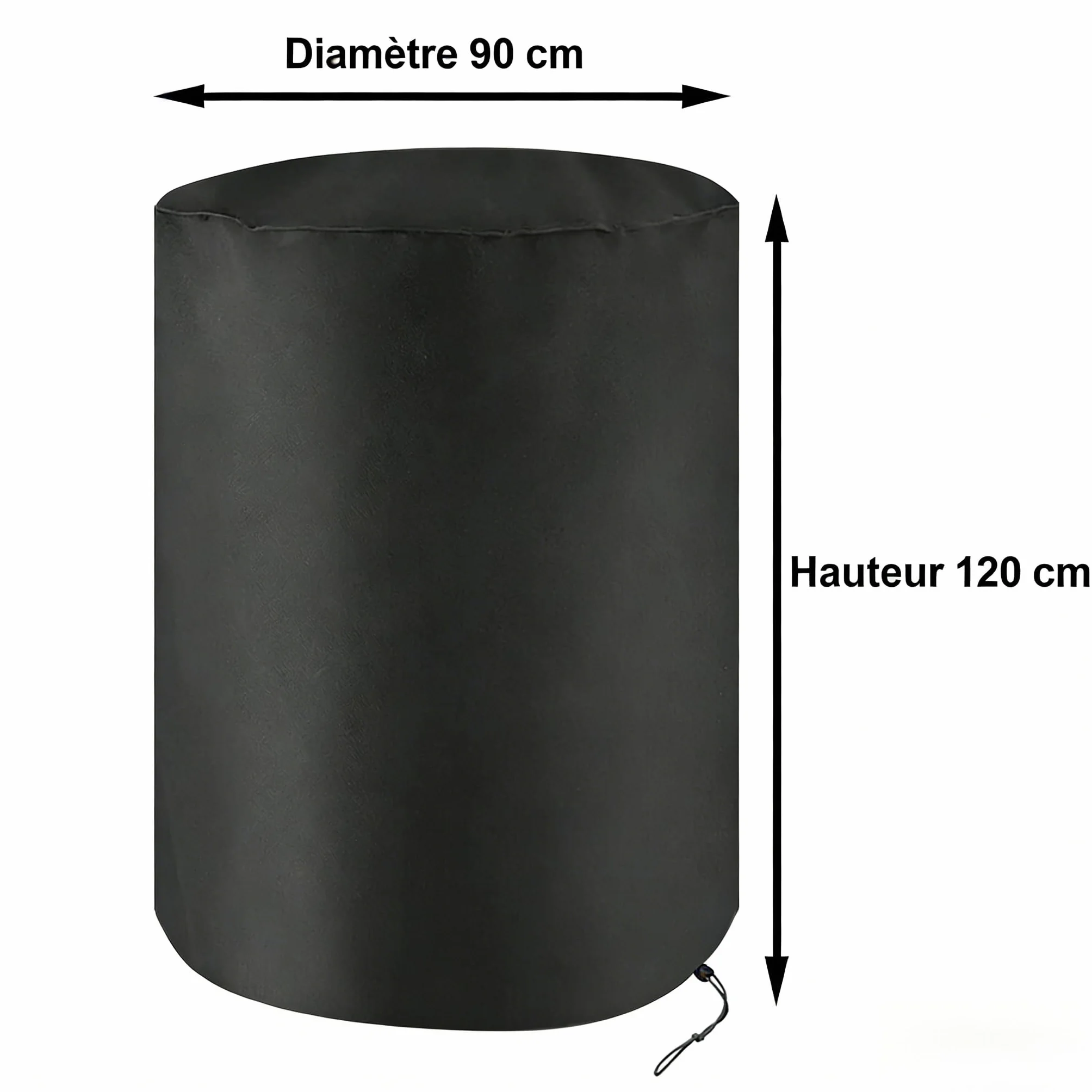Housse de Barbecue Extérieure Ronde 120x90 cm Noire