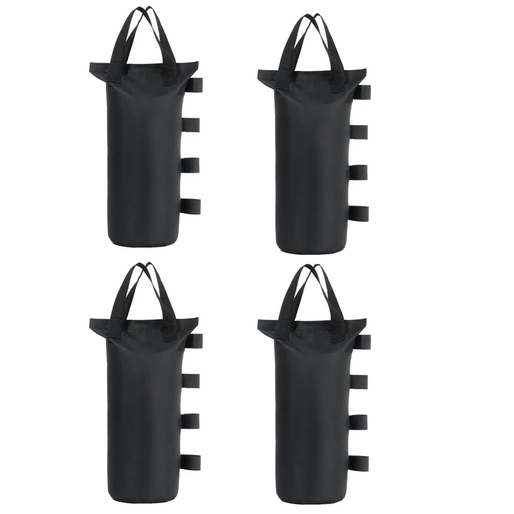 Lot de 4 sacs de lestage, sacs de sable pour tente, parasol de terrasse, meubles d'extérieur (sacs uniquement, sable non compris) (4 pièces de 20 x 50 cm, noir)