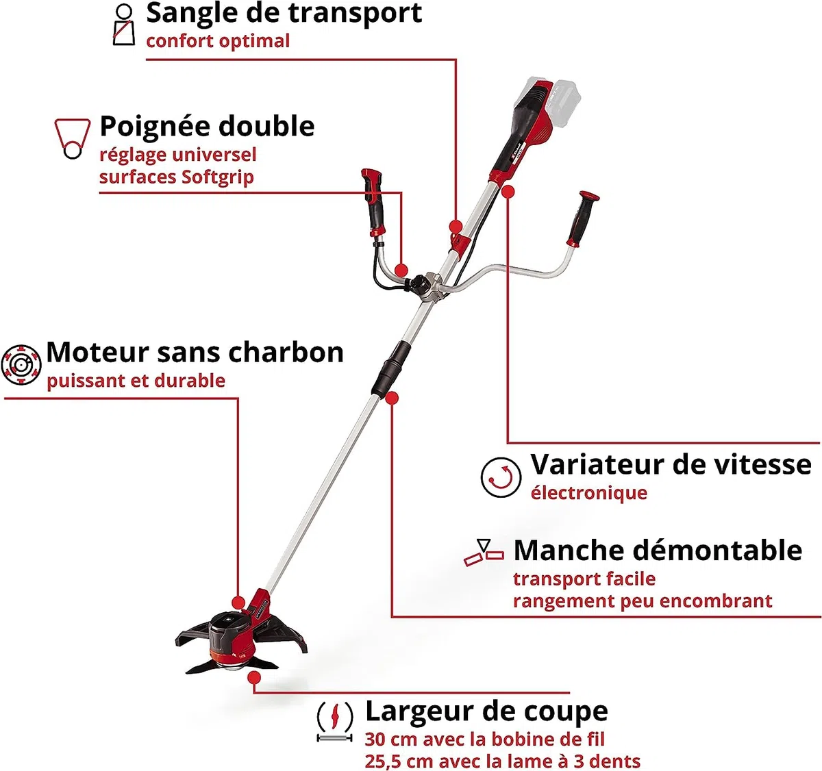 Einhell Débroussailleuse sans Fil AGILLO 36/255 BL 36V 6400 TRS/Min Power X-Change
