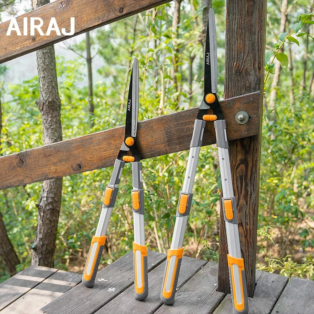 AIRAJ Cisailles à Haies Professionnel Télescopique Manuel 75-88CM,Lame en Acier SK-5,Poignée Ergonomique,Longueur Evolutive Extensible en 3 Parties, arbuste Faciles à Tailler