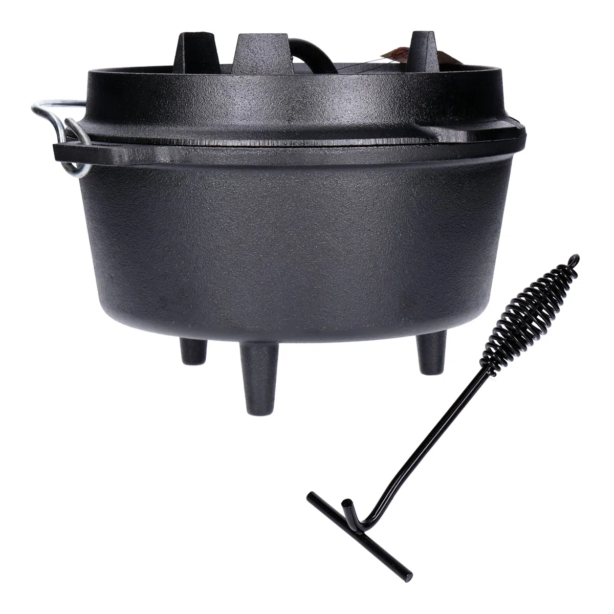 TP Premium BBQ Dutch Oven Set 7 pièces avec brasero, trépied, poêle en fonte, grille de cuisson