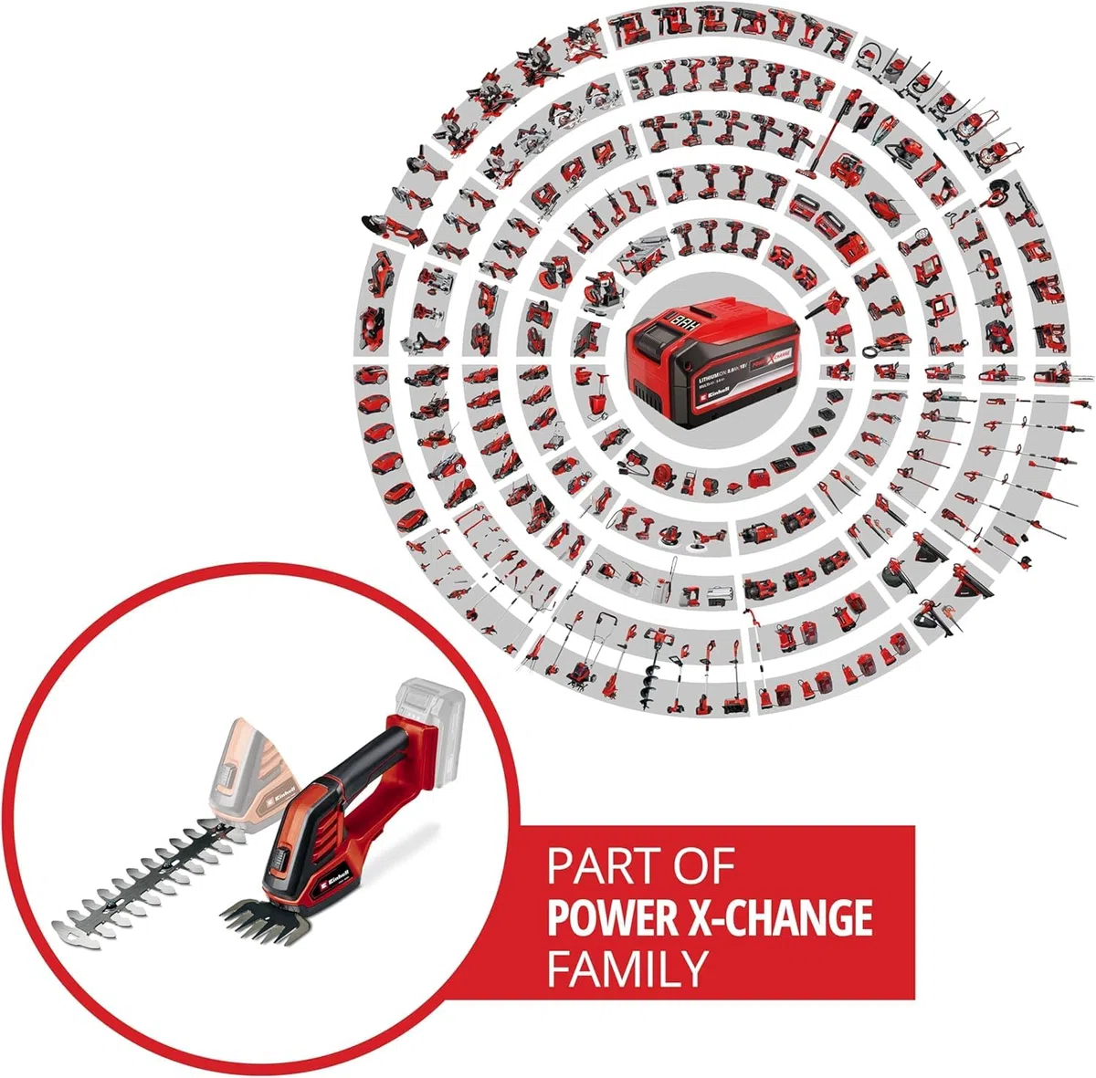 Einhell Cisaille à Gazon sans Fil GE-CG 18/100 Li-Solo Power X-Change (18V, boîte de Vitesses Couverte, Changement de Lame sans Outil) Livré sans Batterie ni Chargeur