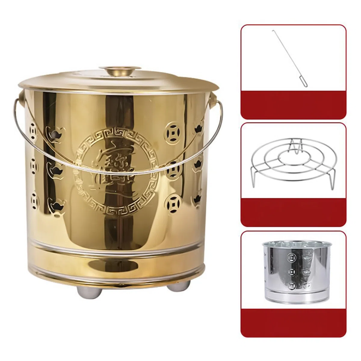 Burning Barrel Incinerator - Cage portable en acier avec liquide amovible, doublure Ash Liner, outil de poker de feu | Patio extérieur, jardin, terrasse, plage, camping, cuisine, feuilles de déchets