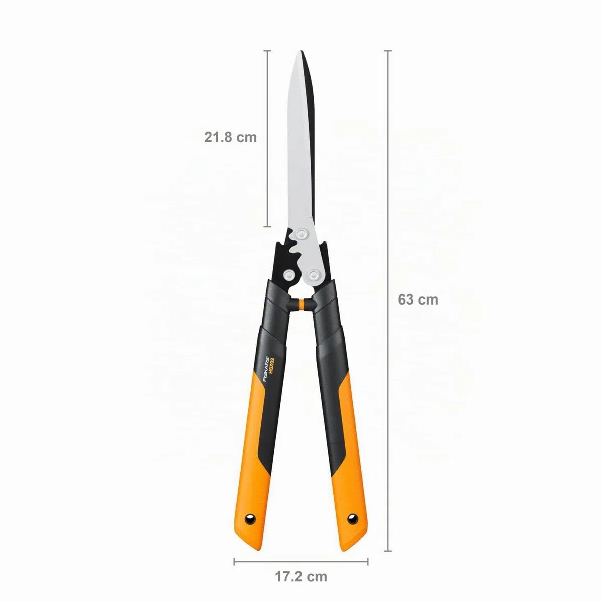 Fiskars Cisaille à haie, Système à crémaillère PowerGear X, Revêtement antiadhésif, Lames en Acier, Longueur: 63 cm, Noir/Orange, HSX92, 1023631