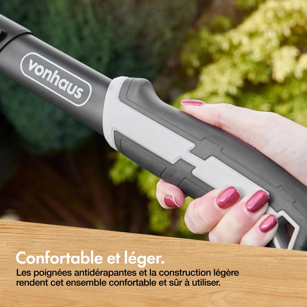 VonHaus Lot de 3 Cisailles de Jardin – Coupe-Branches, Taille-Haie, Sécateur – Poignées Télescopiques Extensibles – Prise Douce – Outils Légers