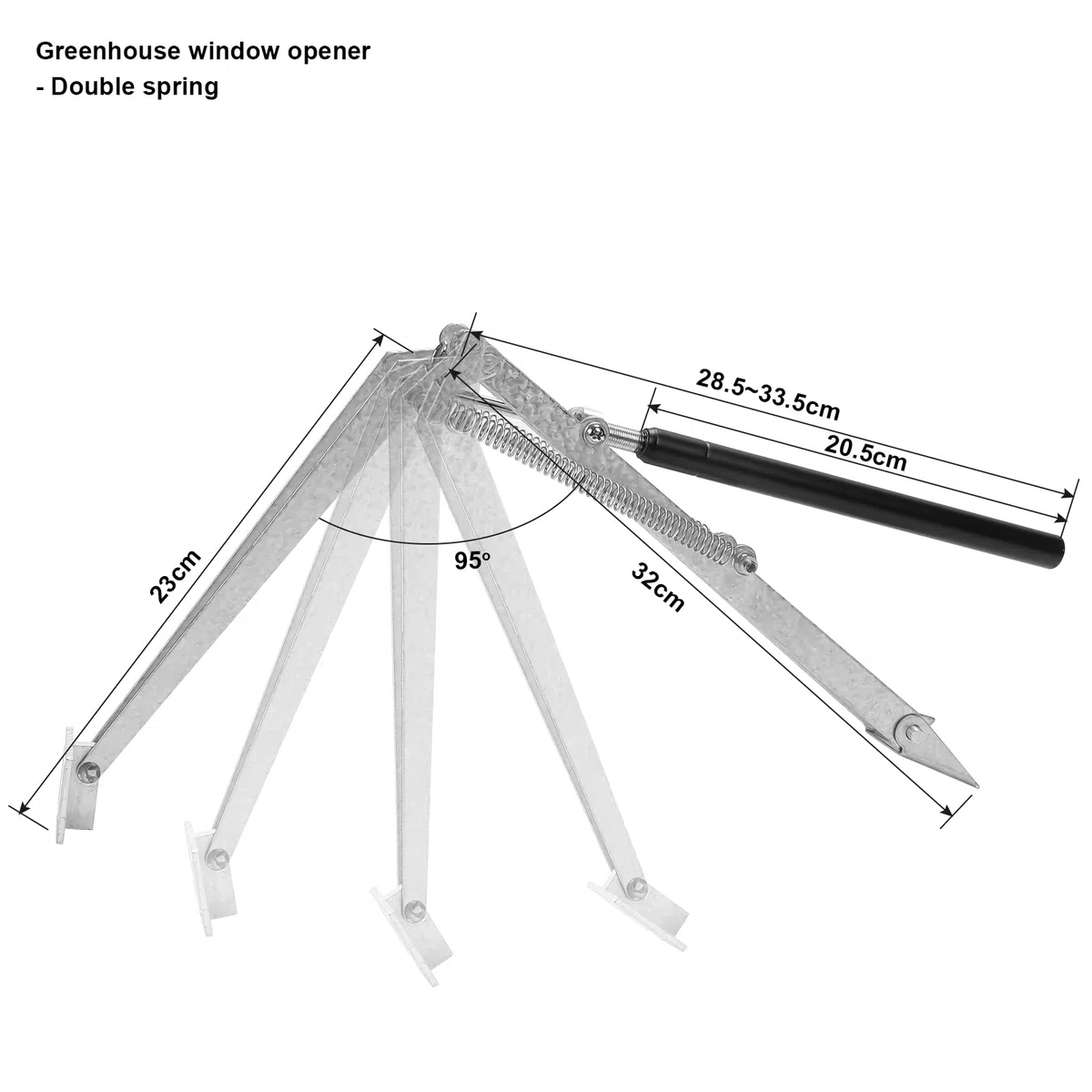 Herrselsam Lot de 4 ouvre-fenêtres pour serre, capacité de levage de 14 kg, ouvre-fenêtre automatique pour serre, hauteur de levage maximale 45 cm, ouverture automatique pour toutes les serres, double