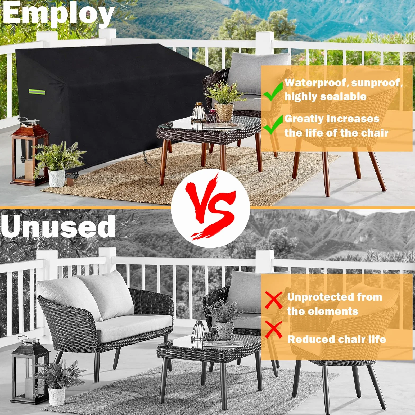 Housse de protection pour banc de jardin 3 places 165 x 67 x 65/91 cm Imperméable Résistant aux UV