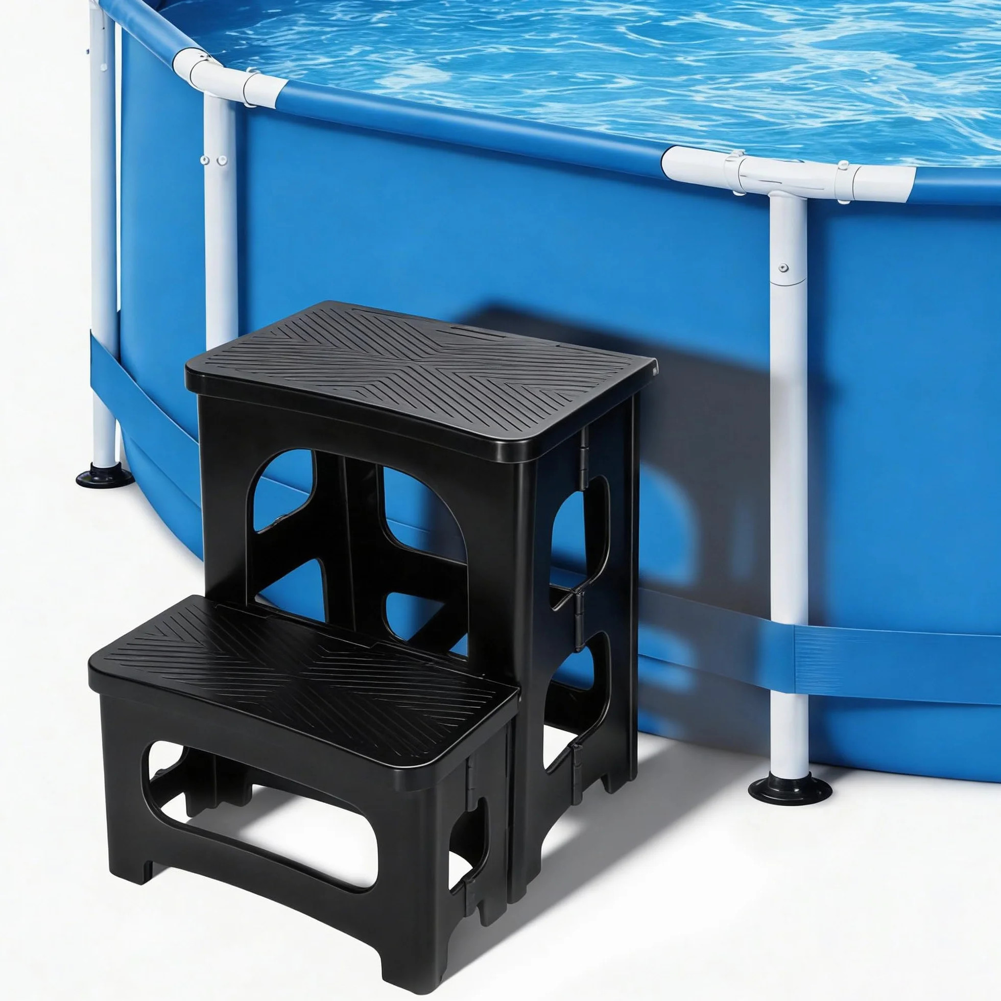 DECOHS Marchepied Pliable pour Spa et Jacuzzi, antidérapant, échelle de Piscine, Noir