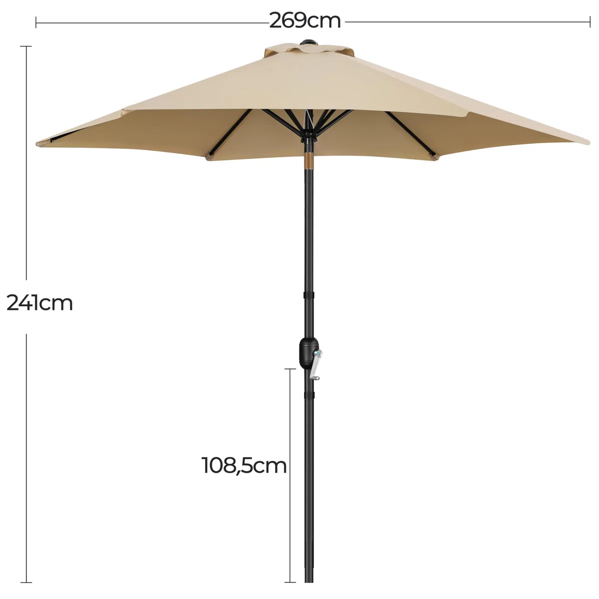 Yaheetech Parasol de Jardin 230cm/270cm/300cm avec Pied 22 KG, Inclinable Extérieur en Métal - Protection Solaire pour Jardin, Terrasse, Patio, Piscine, Balcon
