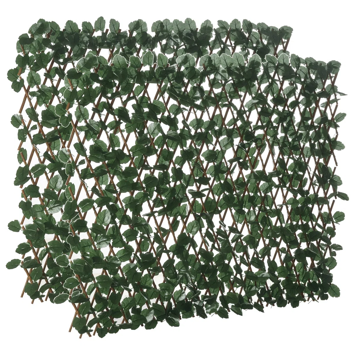 Outsunny Haie artificielle feuilles murale brise-vue 2 panneaux longueur ajustable 295 x 70 cm treillis extensible feuillage réaliste en PE vert