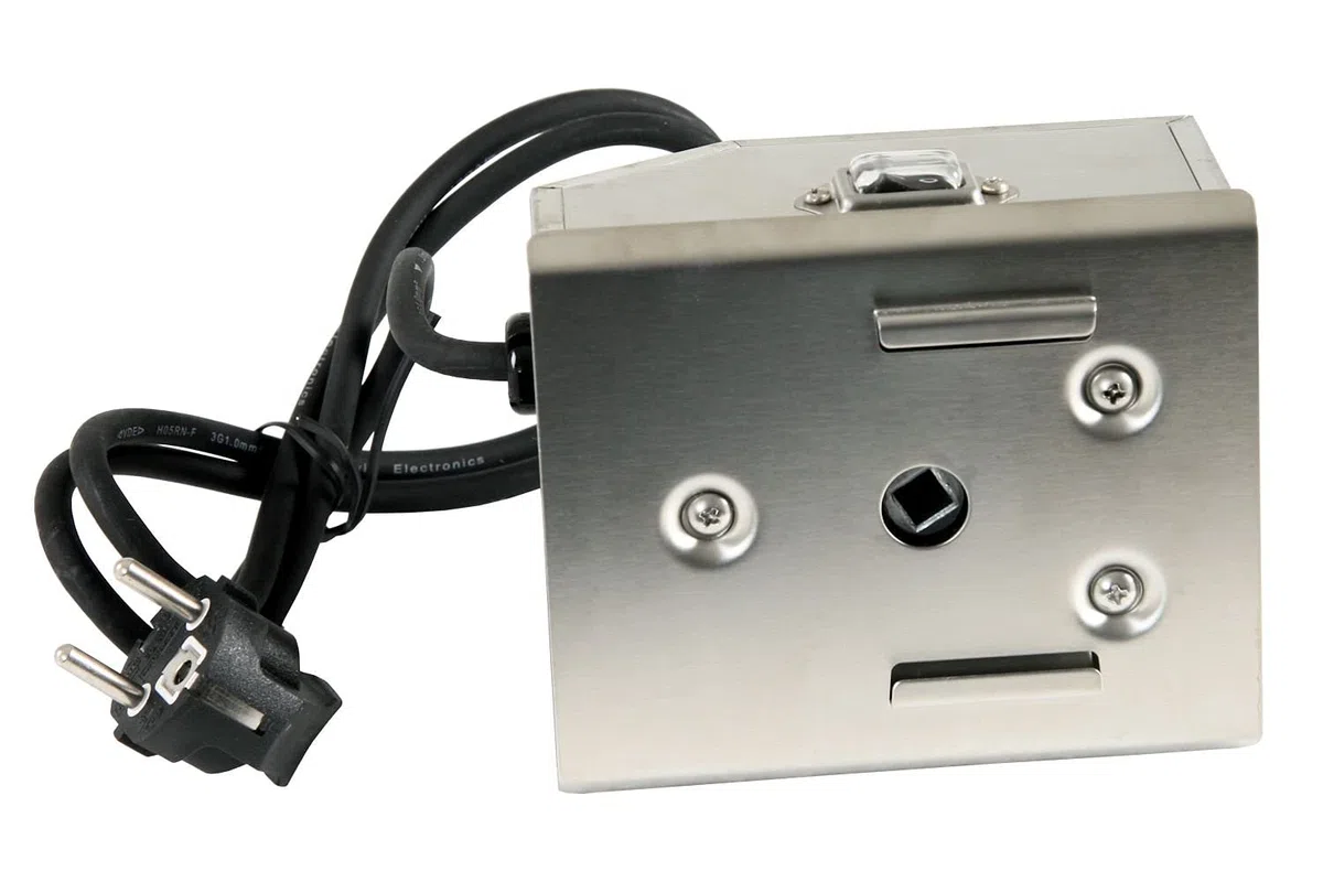 BBQ-TORO Moteur en acier inoxydable pour barbecue, tournebroche, rôtisserie etc. - 2 tr/mim – 50 Hz – 4 W - Support de moteur inclus