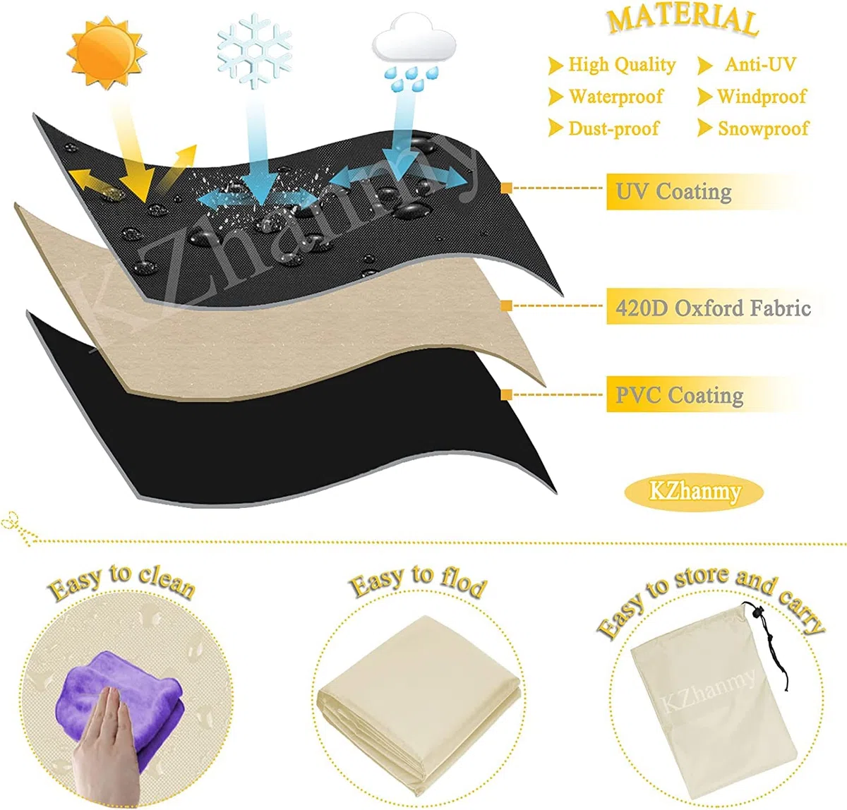 Salon de Jardin Housse, 420D Haute Performance Bâche Salon de Jardin Protection Mobilier,Imperméable Résistance au Vent,Respirante,Antipoussière et Résistante aux UV