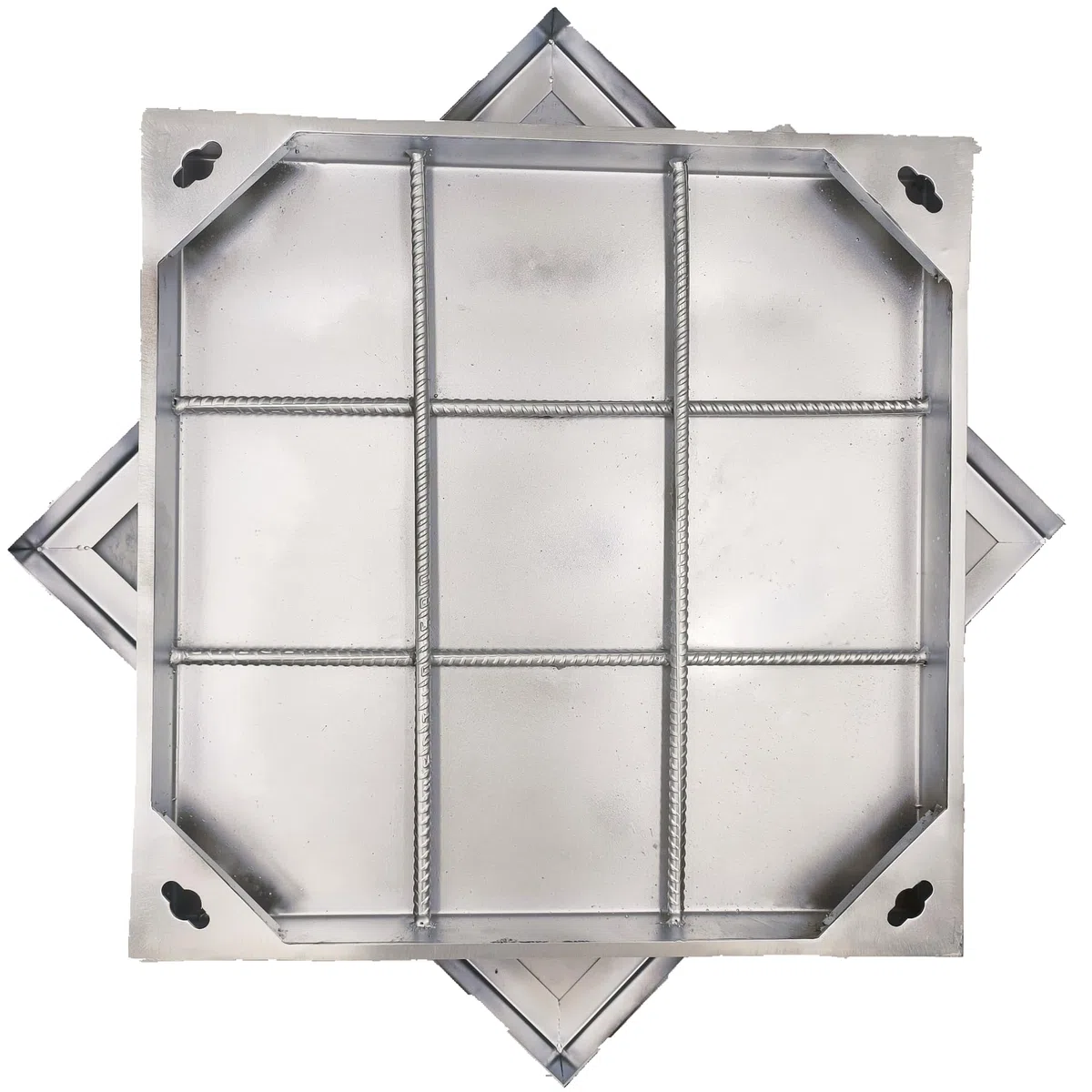 Regard à Carreler en Acier Inoxydable 440x440 mm Ouverture Libre, Classe B125 Tampon de Regard Invisible avec Cadre, Couvercle de Fosse Septique Encastrable pour Allée, Total 500x500x50 mm