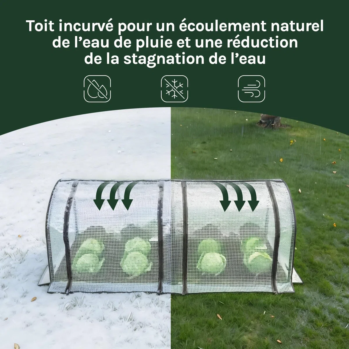WOLTU Serre de Jardin, 130x60x50cm, Serre pour Plantes, en PE Imperméable et Demi-translucide 130g/m2, pour Protection de la Pluie, du Vent et de la Neige, Blanc