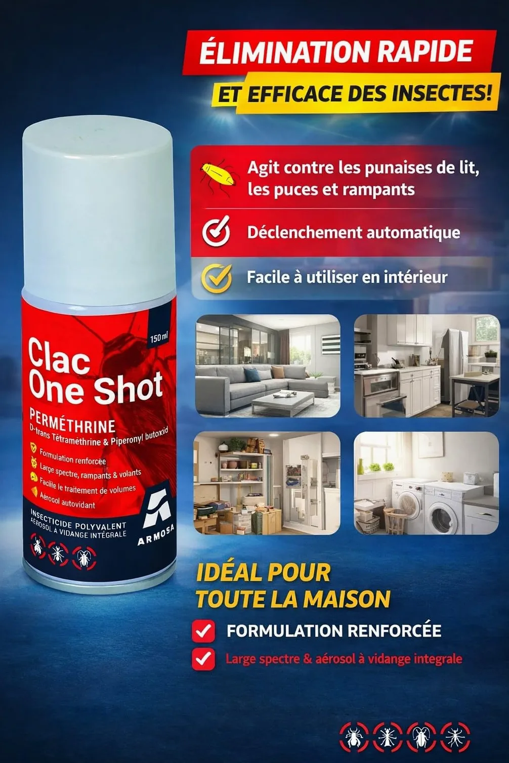NUISIPRO - Fumigènes Anti Punaises de Lit & Puces - Effet Choc - Lot de 3 Diffuseurs - Insecticide