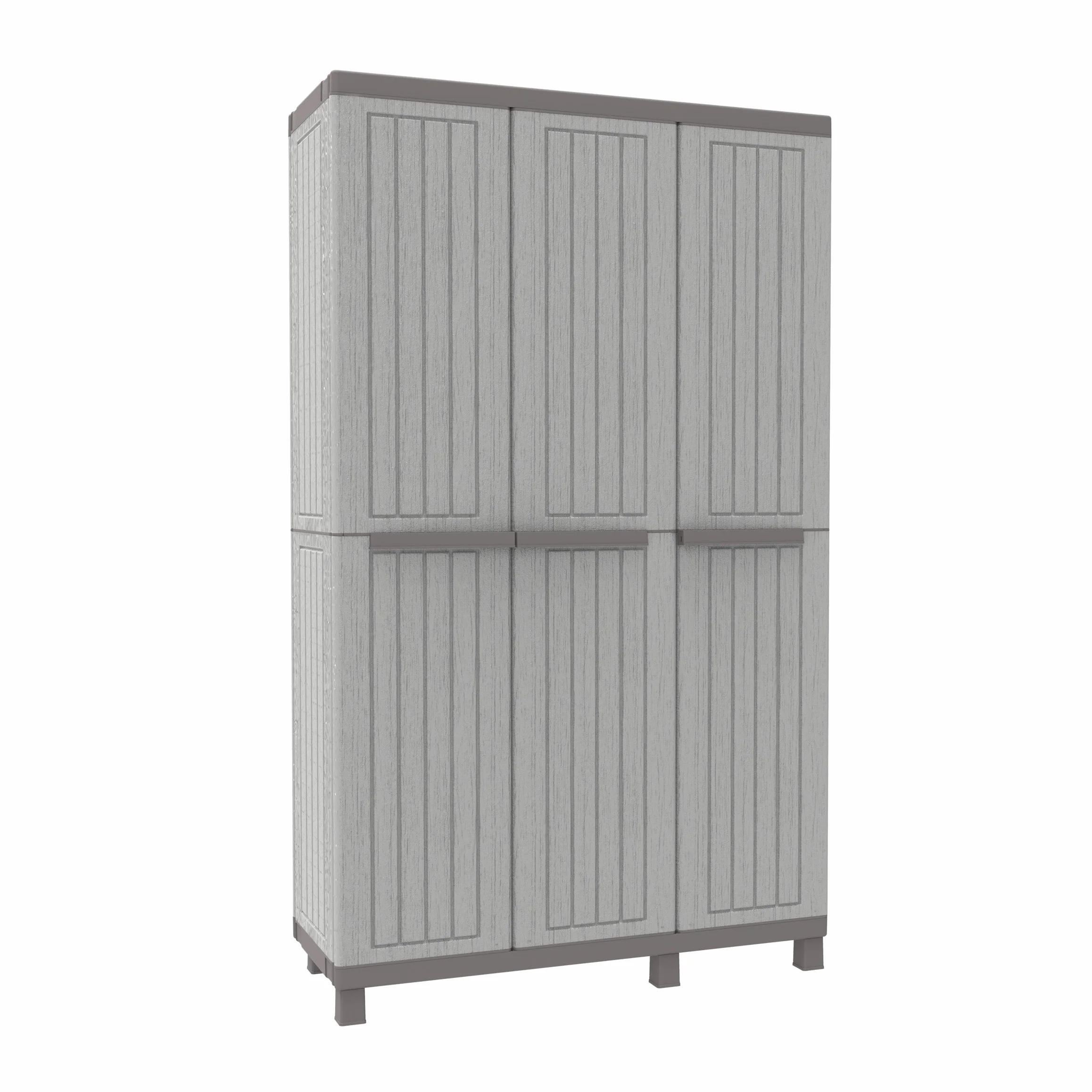 Terry - C-Wood 102a, Armoire à 3 portes Multifonction, Armoire à Balais Effet Bois, 2 Pièces Séparées, pour Intérieur et Extérieur Couvert, 102x39x170 cm