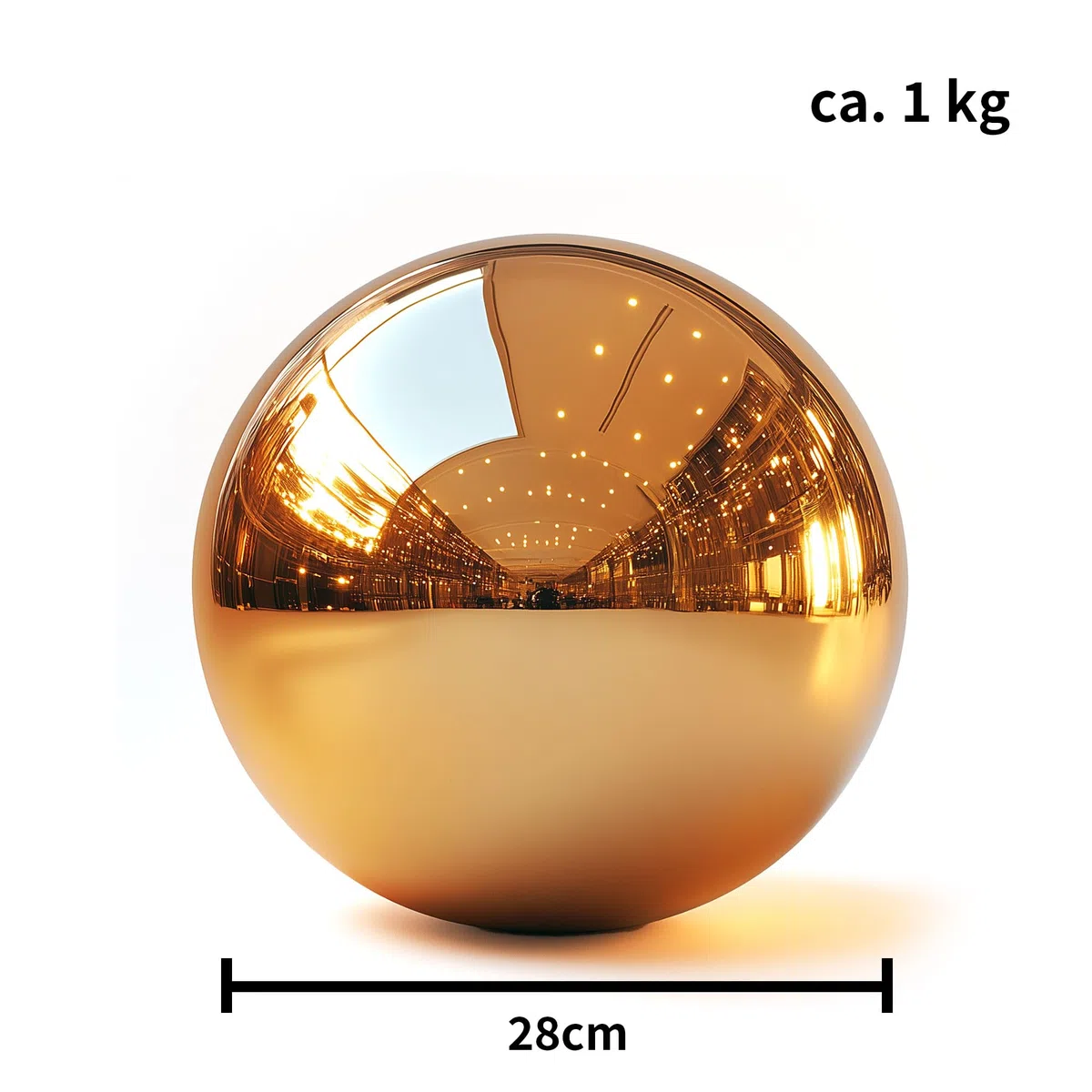 Köhko Boule décorative dorée polie en acier inoxydable de qualité supérieure - Pour jardin, étang - Taille : 28 cm