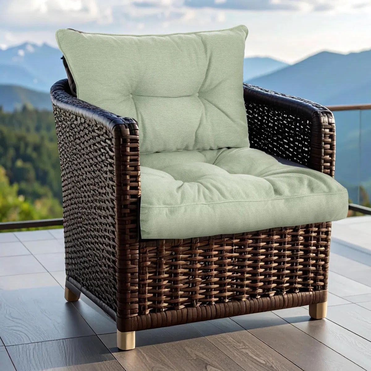 Coussins d'extérieur pour meubles de jardin 70x70 cm et dossier 70x40 cm imperméables rembourrage haut Pro+