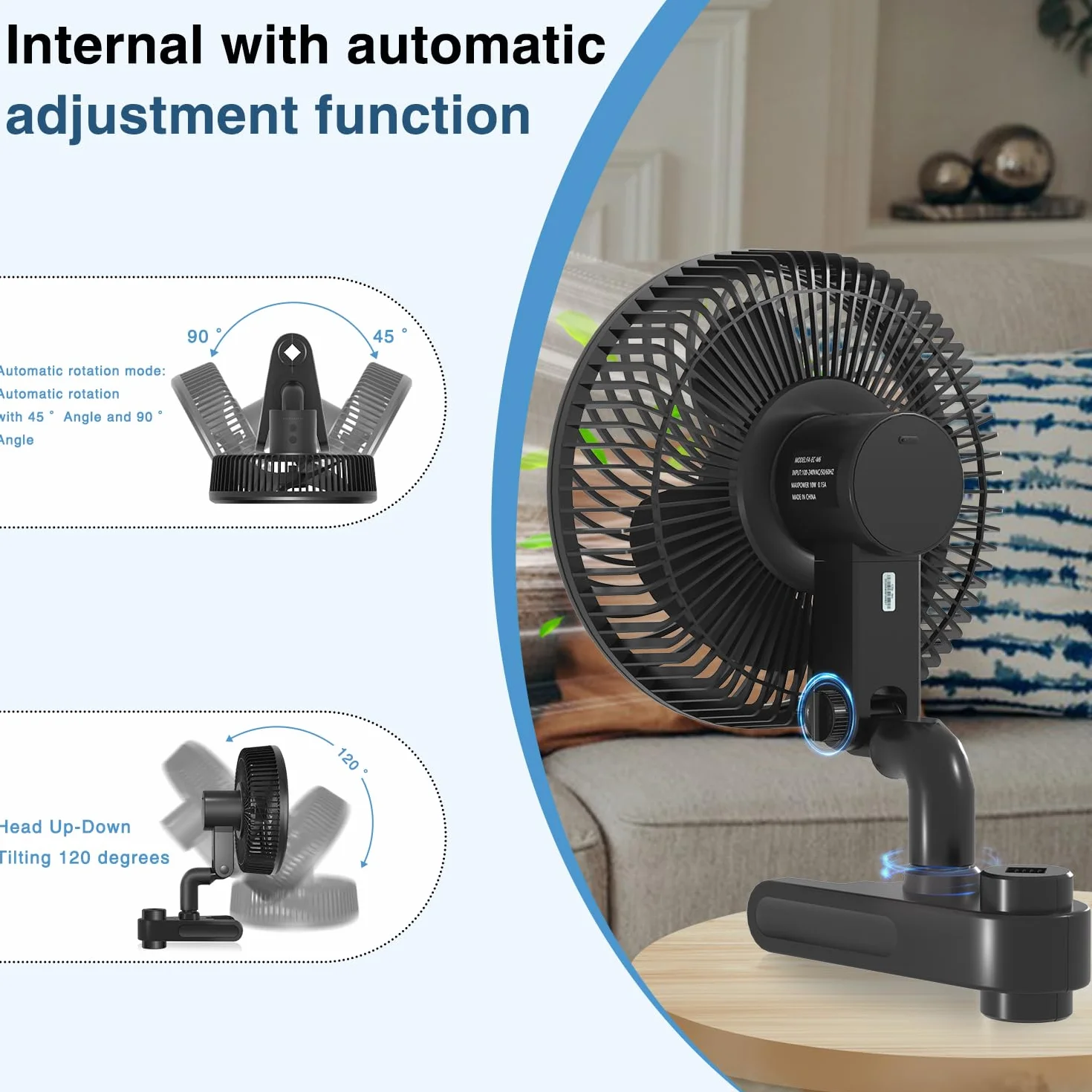 Aygrochy Grow Ventilateur, 10 vitesses, Moteur EC, IP-44, Protection oscillante, Ventilateur à Clip pour Rideau 10 W, Clip Fan Grow Tent