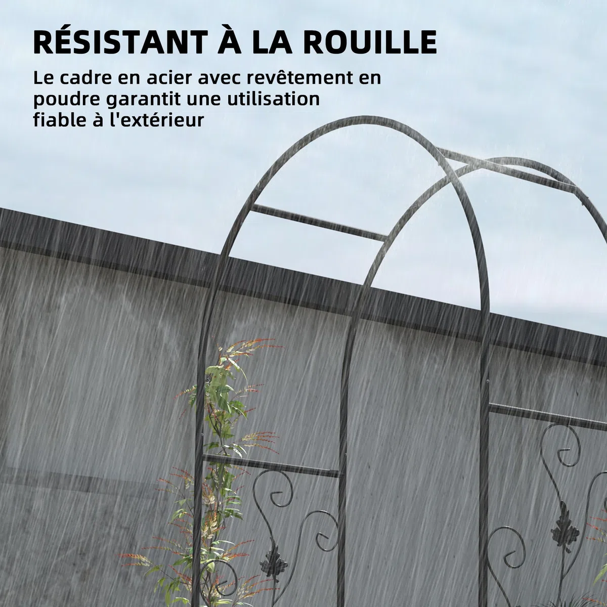 Outsunny Arche de Jardin en Acier, Arceau à rosiers avec Double Porte, pour Plantes grimpantes, rosiers, vignes de glycine, pour décoration de cérémonie, 107 x 45 x 217 cm, Noir