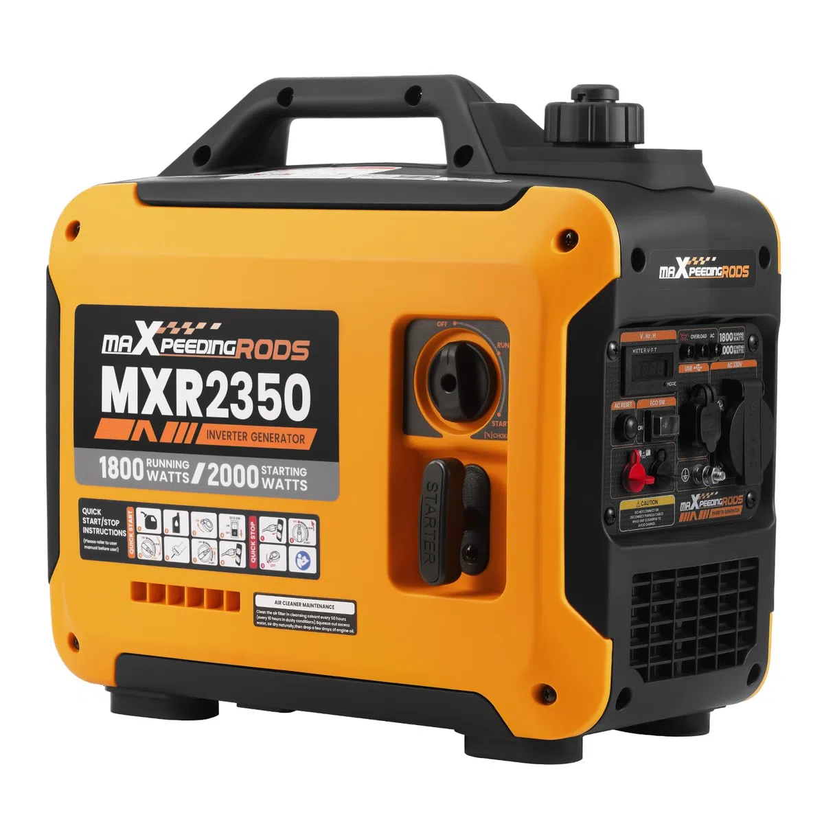 maXpeedingrods 2000W Generateur Electrique Groupe Electrogene Inverter Silencieux Essence 4 Temps avec Prises USB et 230 V, Affichage Numérique, Compact et Léger pour les Caravanes Camping VR