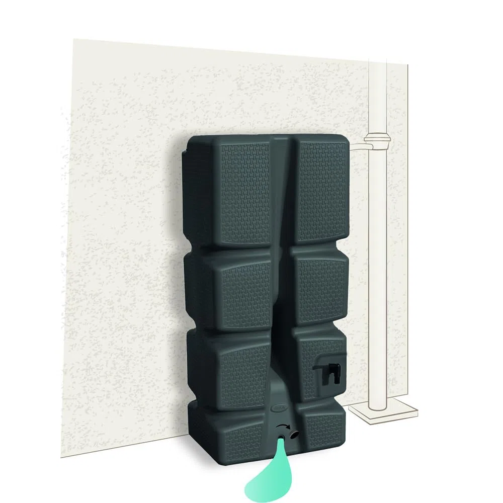 EDA - Récupérateur d'eau RÉCUP'ECO 310 L - Décor Tressé - Kit Collecteur Filtrant Inclus + Robinet - Gris Anthracite