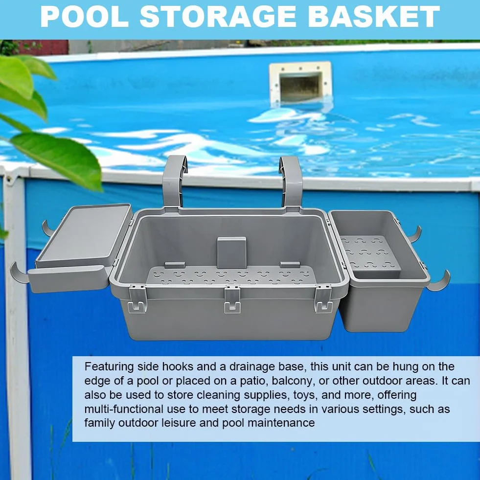 Kit de rangement pour piscine avec porte-gobelet et crochets – Accessoires multifonctions ajustement universel