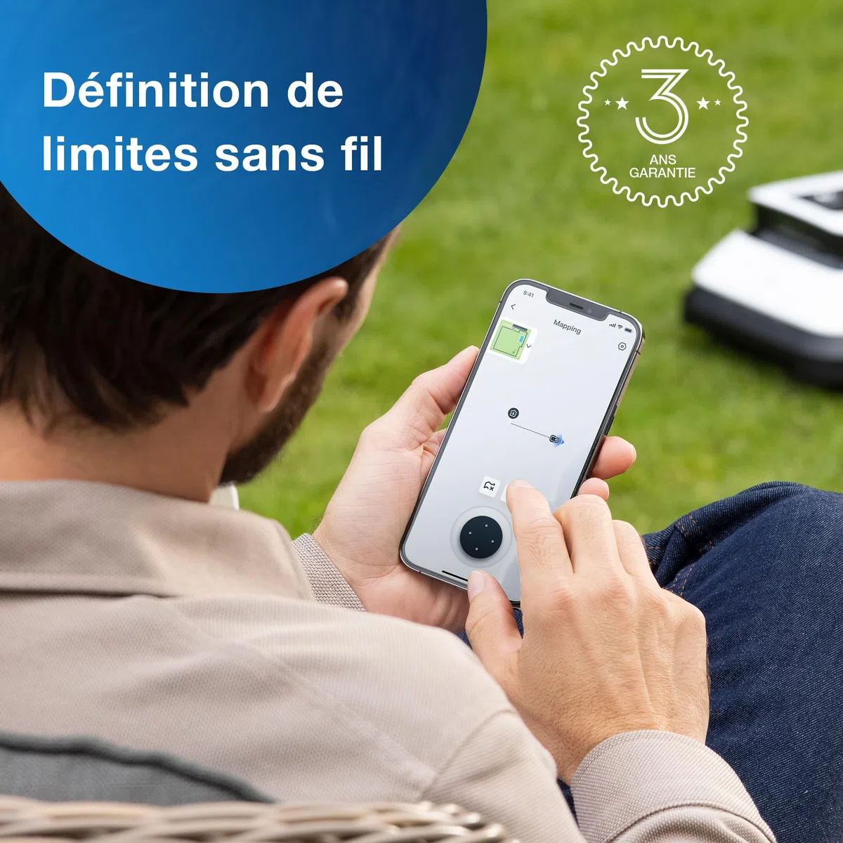 ECOVACS Tondeuse Robot G1 (délimitation sans Fil, évitement d'obstacles 3D AIVI, Planification Intelligente, Mowing Area 1600m2, réglage de la Zone d'accès Interdit, gestionnaire vidéo)