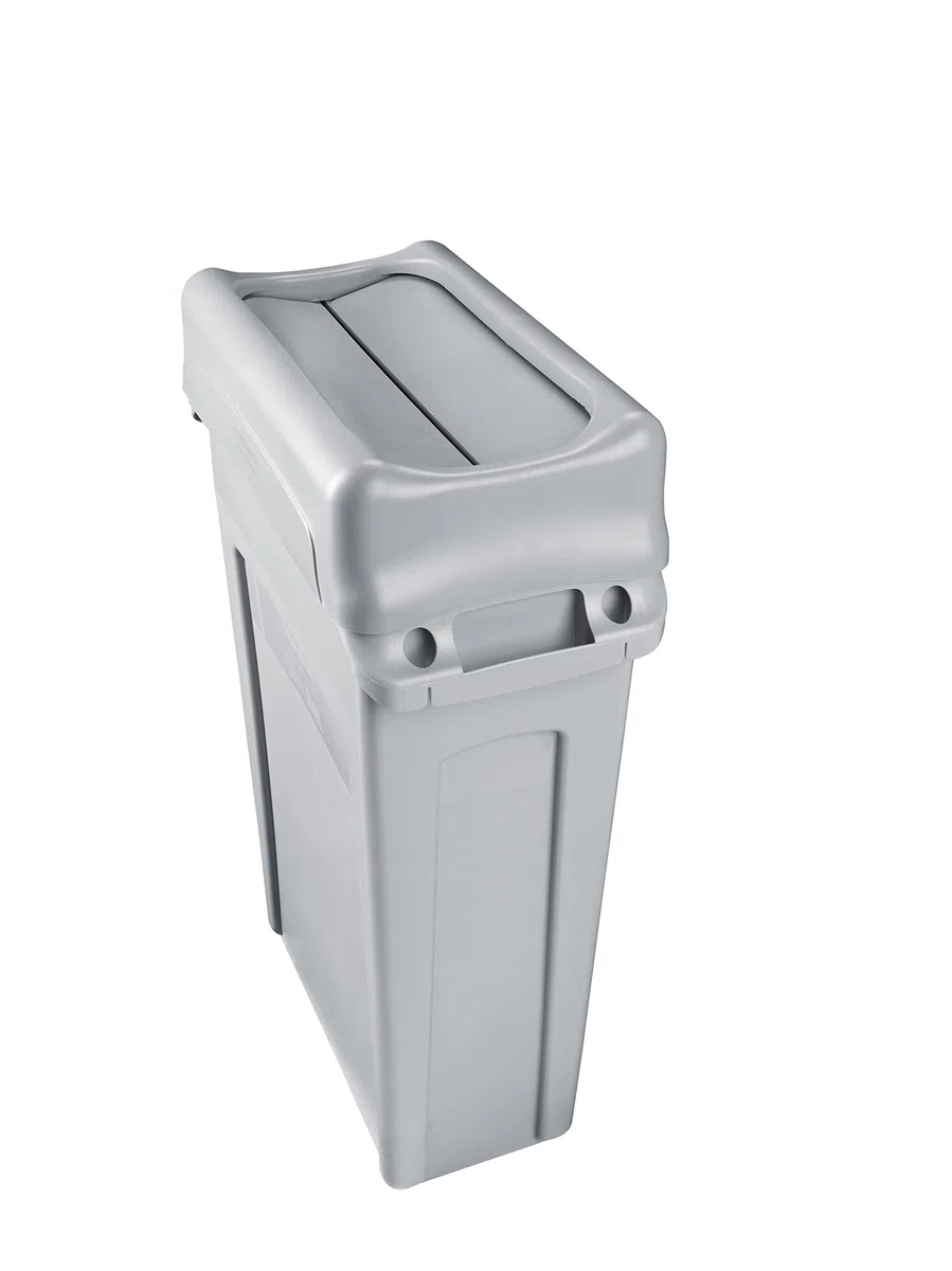 Rubbermaid Commercial Products Couvercle Basculant Slim Jim 60 L / 87 L Noir – Accessoire en Plastique Résistant pour Gestion des Déchets – FG267360BLA