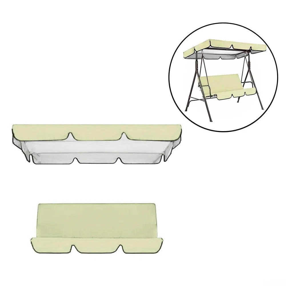Kit de rechange pour balancelle 3 places avec toit et coussin de siège réglables - Pour balancelle de jardin - 3 housses de siège et housse de protection - Beige - 164 x 114 x 15 cm