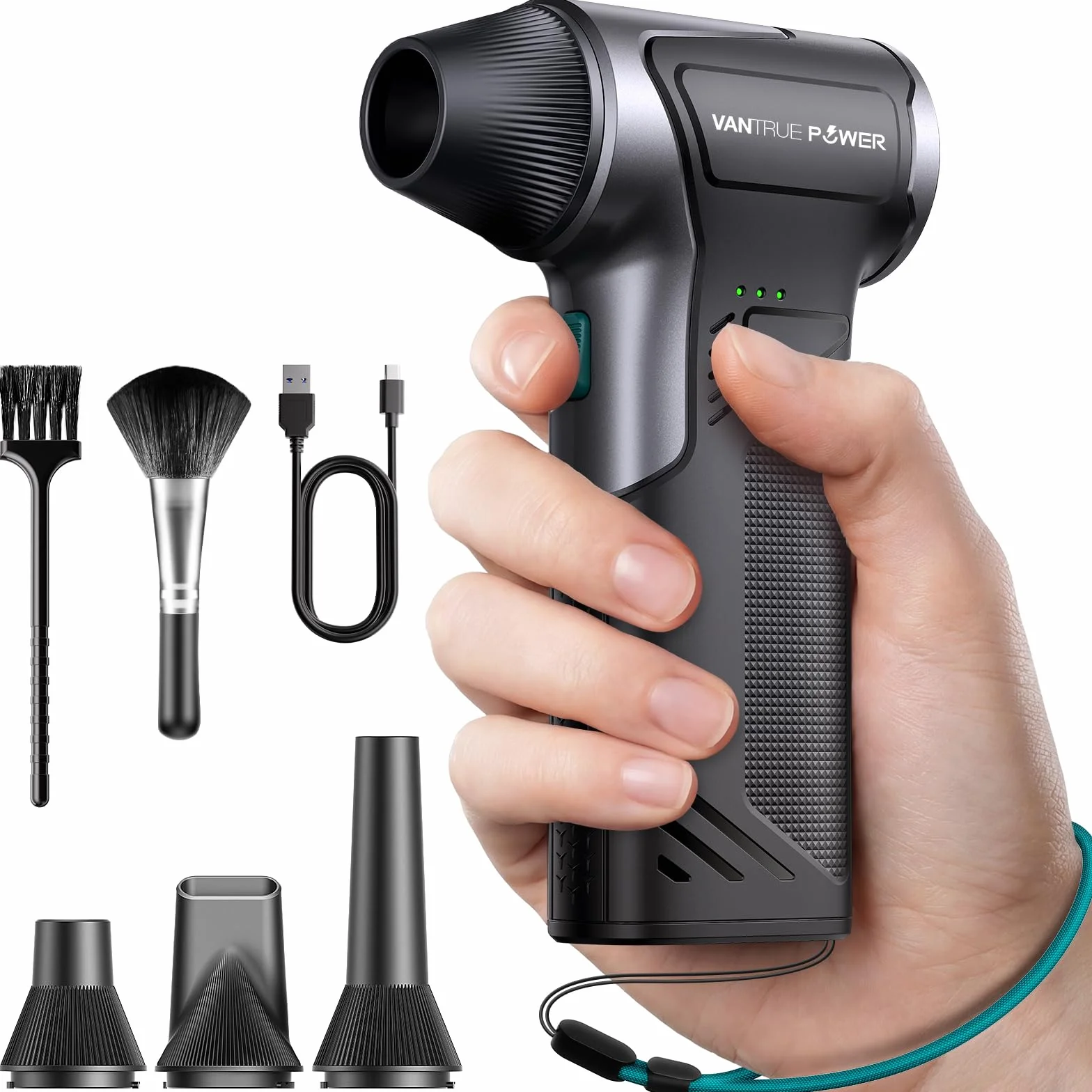 Souffleur air comprimé sans fil T150 110 000 TR/Min, Mini souffleur rechargeable 3 niveaux charge rapide