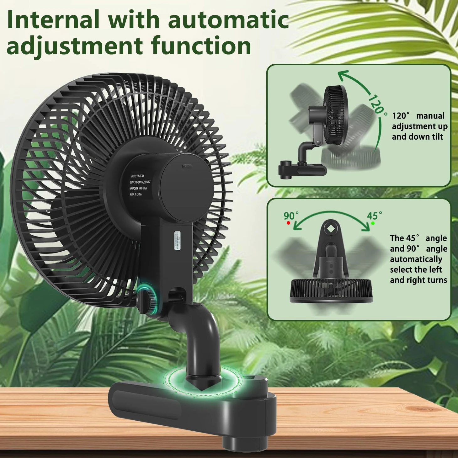 10W Ventilateur de Culture avec Clip, 10 Vitesses, Automatic Oscillation Moteur EC triphasé, Ventilateur de Culture oscillant Clip-on pour Tente 10W Clip Fan Grow Tent.