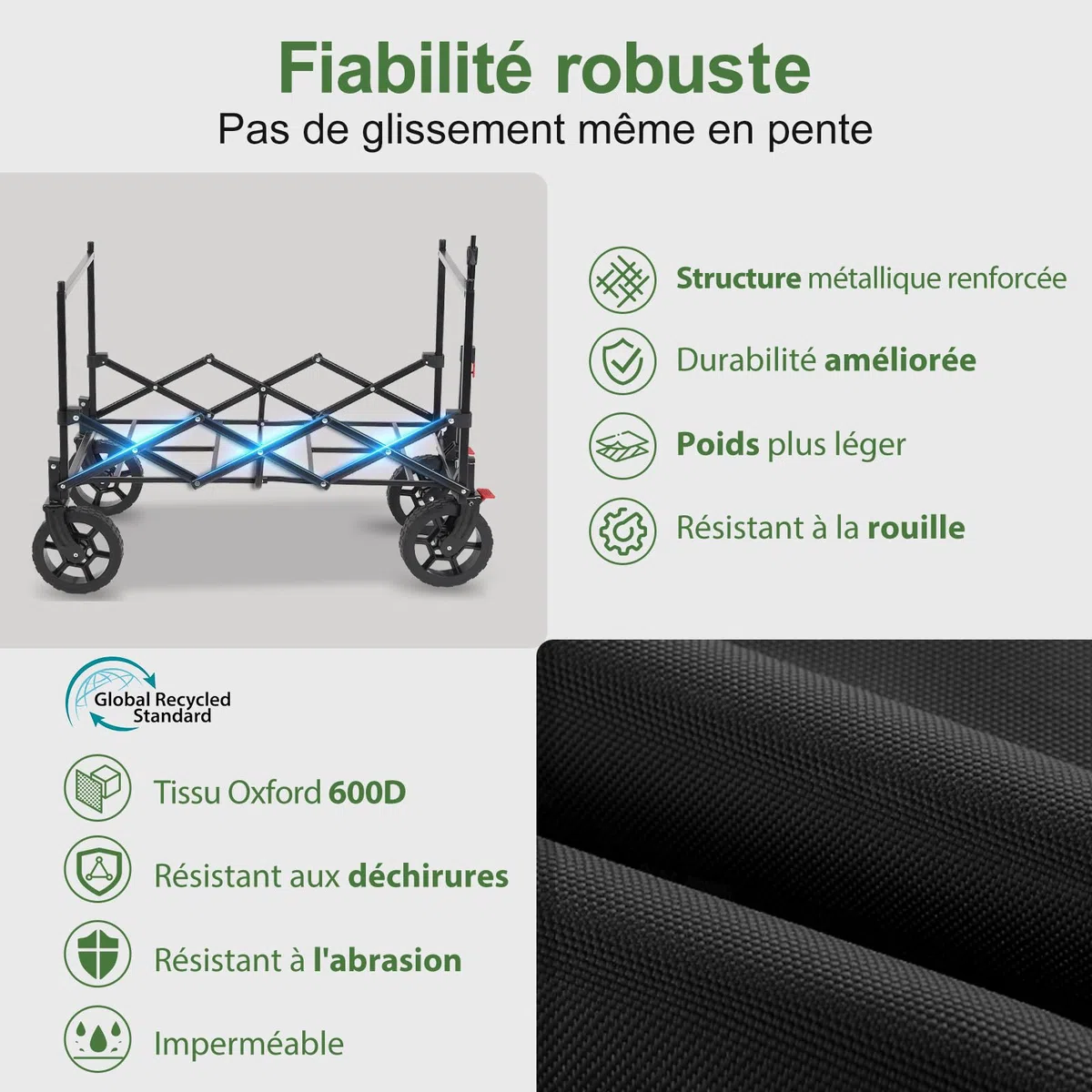 Sekey XXL Chariot Enfant 150L 150KG, Modèle Pliable à Toit, Accessoire de Transport avec Pare-Soleil pour Plage et Camping SE4018, Noir