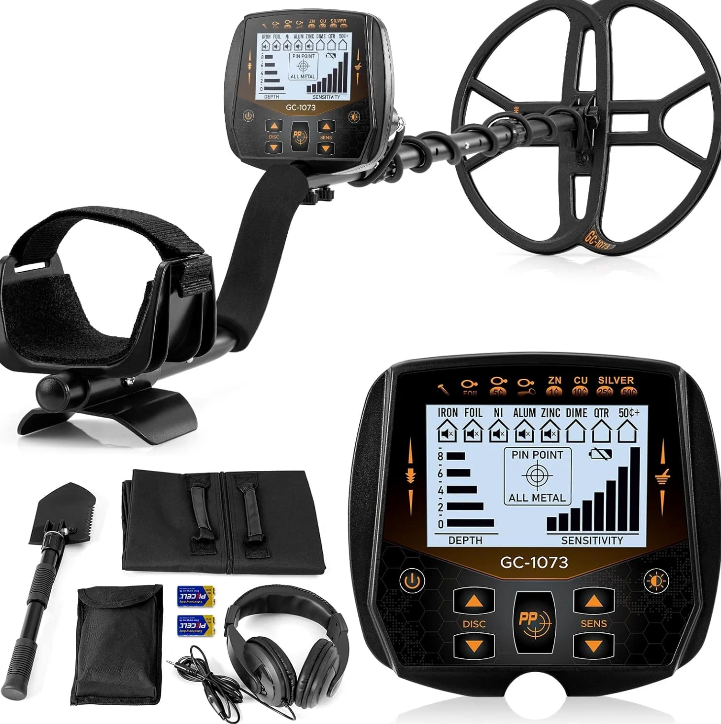 Hazlewolke 33cm detecteur de metaux Professionnel pour Adultes avec Grande Bobine de Recherche étanche Double d, Haute sensibilité et Fonction de pointeur, avec écran LCD rétroéclairé