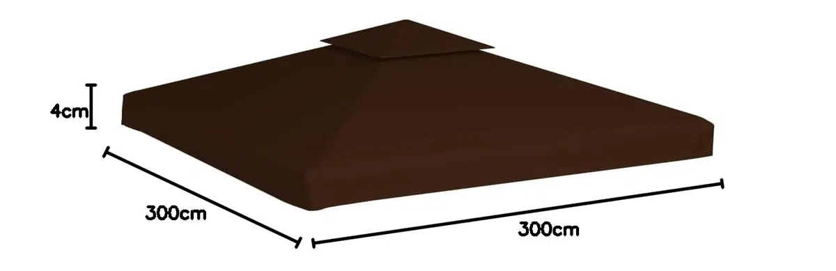 vidaXL Toile Supérieure Double de Belvédère Toit de Chapiteau Gazebo Jardin Terrasse Extérieur Protection Contre Le Soleil 310 g/m² 3x3 m Marron